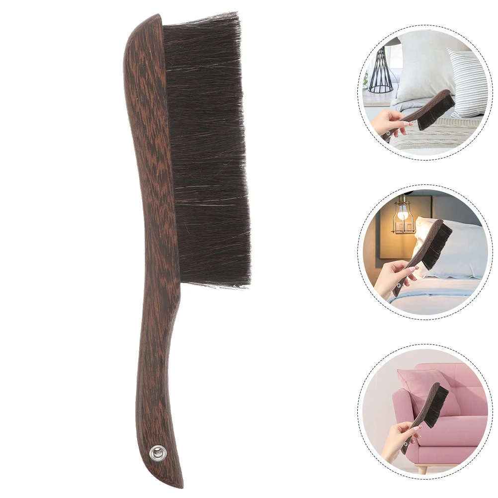 

2Pcs Natural Wood Handle Cleaning Brush Soft Horsehair Bristles Broom Design for Furniture Instruments Office Desk Mini Duster