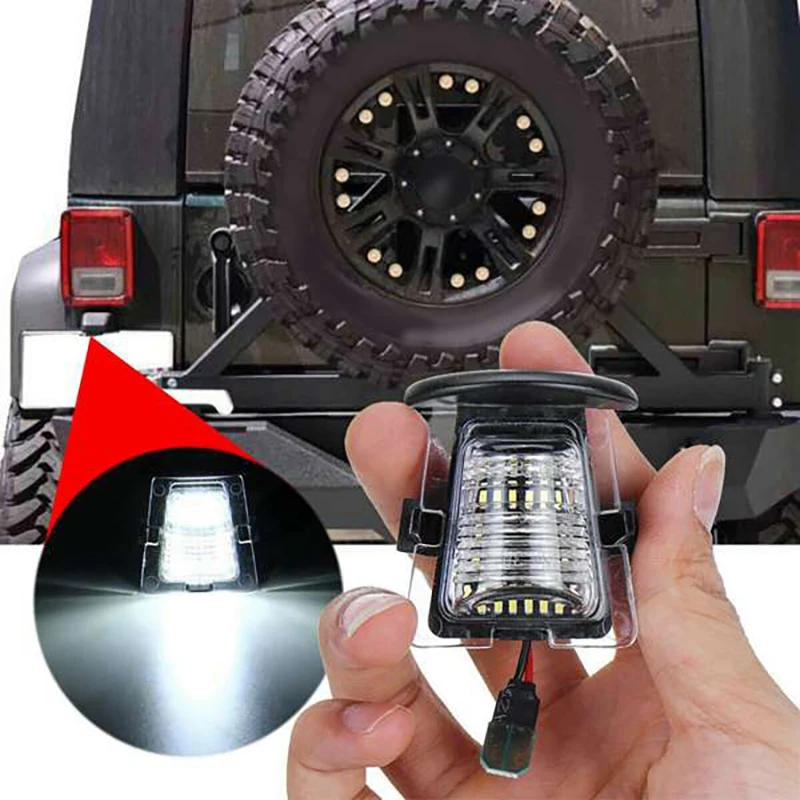 2Pcs Signal Lamp Car Rear Bumper License Plate Holder LED Light For Jeep Wrangler JK JL 2007-2021 Car Accessories