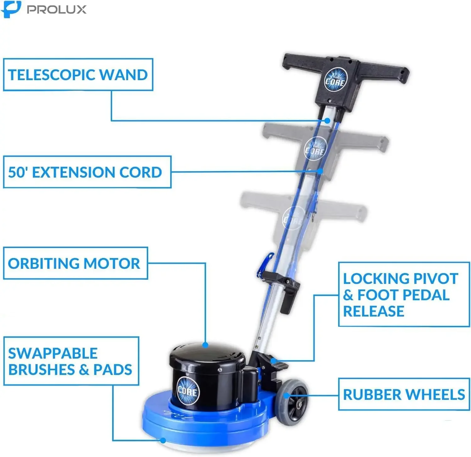 Core 13 inch Electric Floor Buffer Scrubber and Polisher Machine - All Floor Surfaces