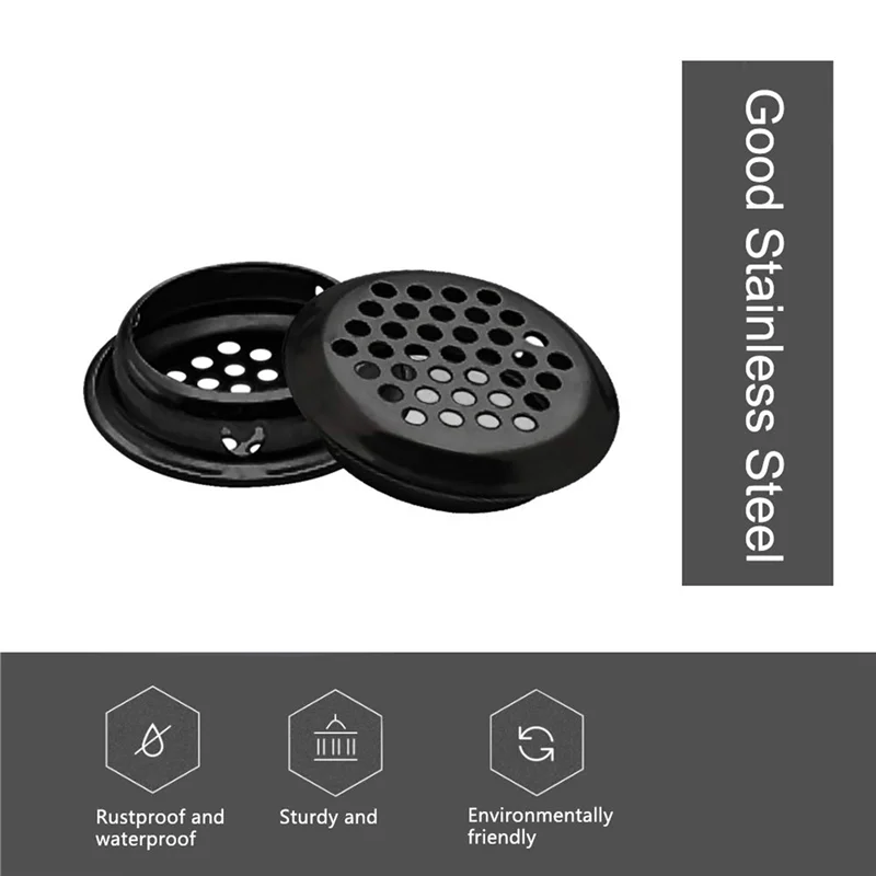 

AB15-Air Vent Louver, 300Pcs 35Mm Stainless Steel Round Mesh Hole Circular Soffit Vent For Wardrobe Drawer Bookcase Kitchen