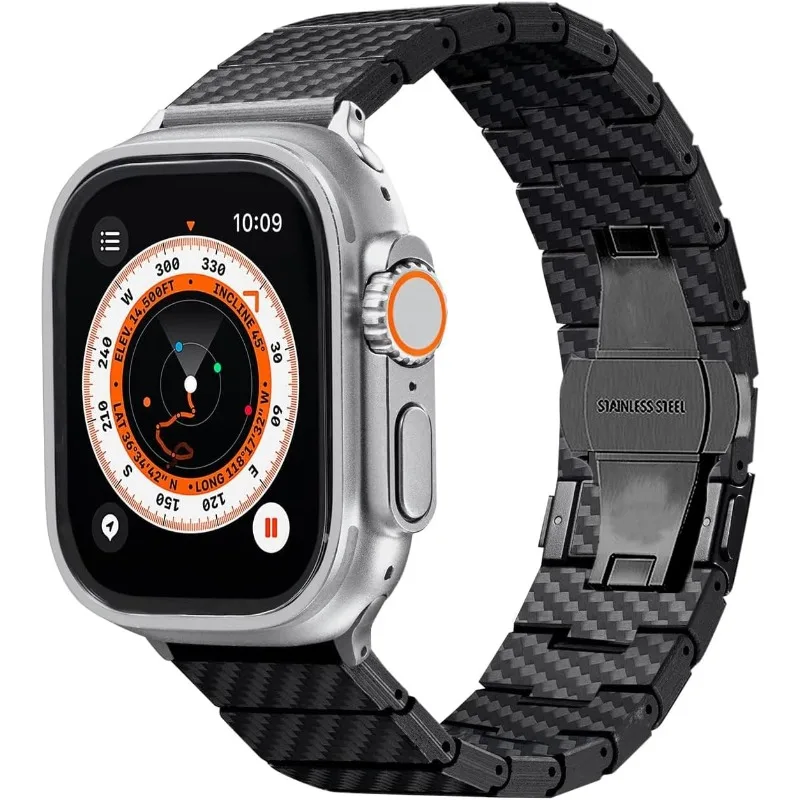 

Ремешок из углеродного волокна для Apple Watch Band 44 мм 40 42 46 41 45 38 Ultra2 49 мм Прочный браслет для iWatch Series 10 9 8 7 6 5 4 SE