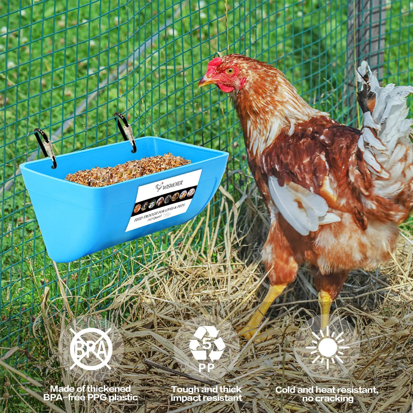 Chicken Feeders Poultry Waterer Bucket Feeding Container for Chicken Goose Sheep Feeding