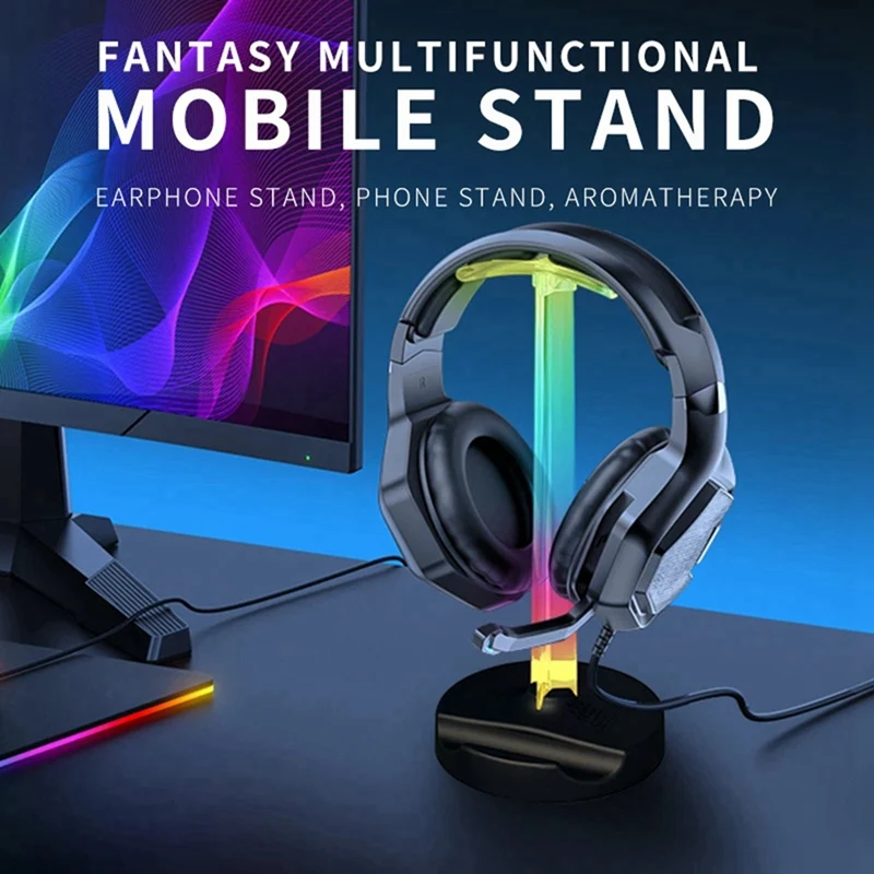 

RGB Gaming Headset Stand Desktop Ambient Lighting Ergonomic Headphone Stand Earphone Hanger for PC Gamers Black [To&On-e]