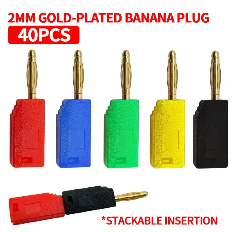 

40Pcs 2MM Stackable Banana Plug Copper Nickel Plated Soldering Electrical Connector DIY Tools