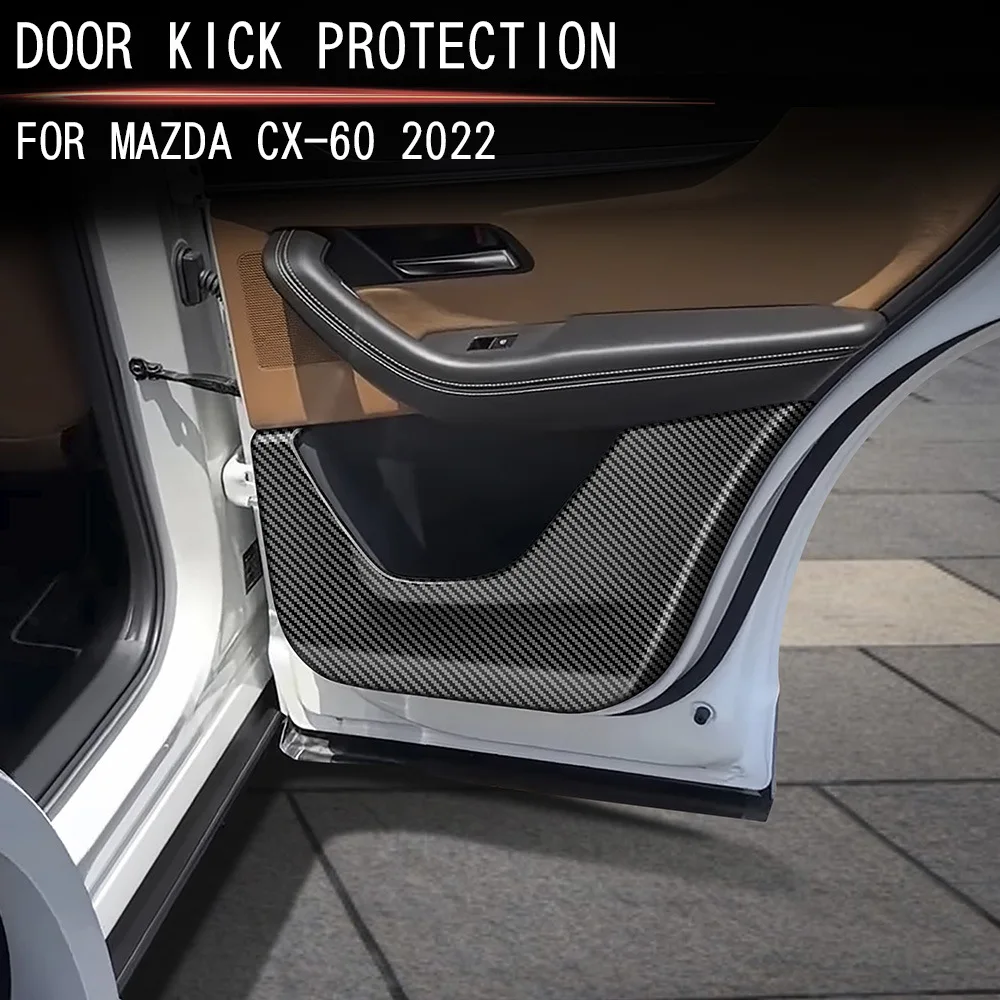 

Для Mazda CX-60 CX60 CX 60 2022 2023 2024 ABS Углеродное волокно Внутренняя защита двери Крышка дверного противоударного коврика, накладка на панель