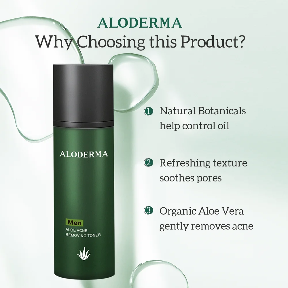 ALODERMA Men Aloe Acne Removing Toner Man Gently Controls Oil Essence Water,Natural Non-Irritating,Soothes Pores 135ml
