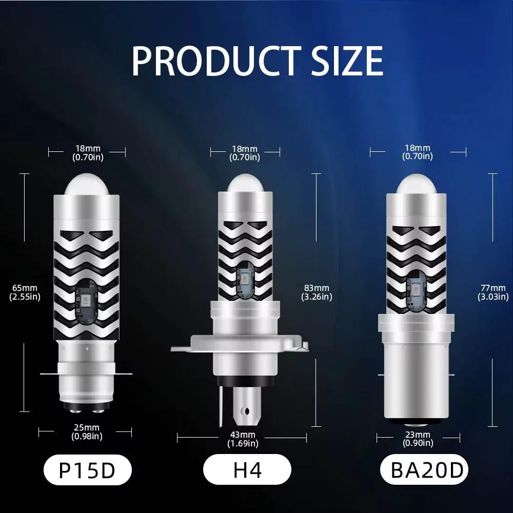 1Pc H4 LED Dual Color Motorcycle Headlight Bulbs BA20D S2 P15D H6 6000K Hi/Lo Beam 12V Moto Fog Lamp Scooter ATV Accessories