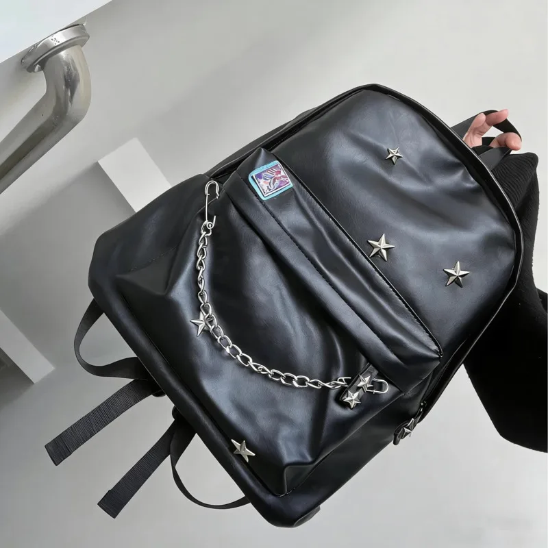

Women Star Rivet Backpack Millennial Style Fashion Personality Trend Large Capacity Leisure Zipper Versatile Shoulders Backpack