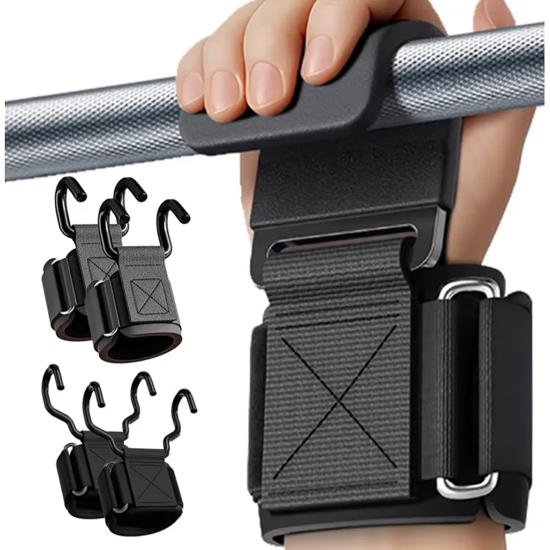 Weight Lifting Hooks Weight Lifting Grips Heavy Duty Pull Up Straps Adjustable Powerlifting Support Hooks Straps for Gym Workout