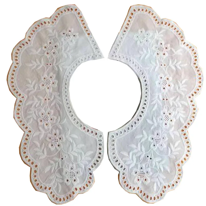 Popular White Cotton Embroidered Lace Neckline Collar Guipure Applique Trims Sewing wedding Womens dresses accessories