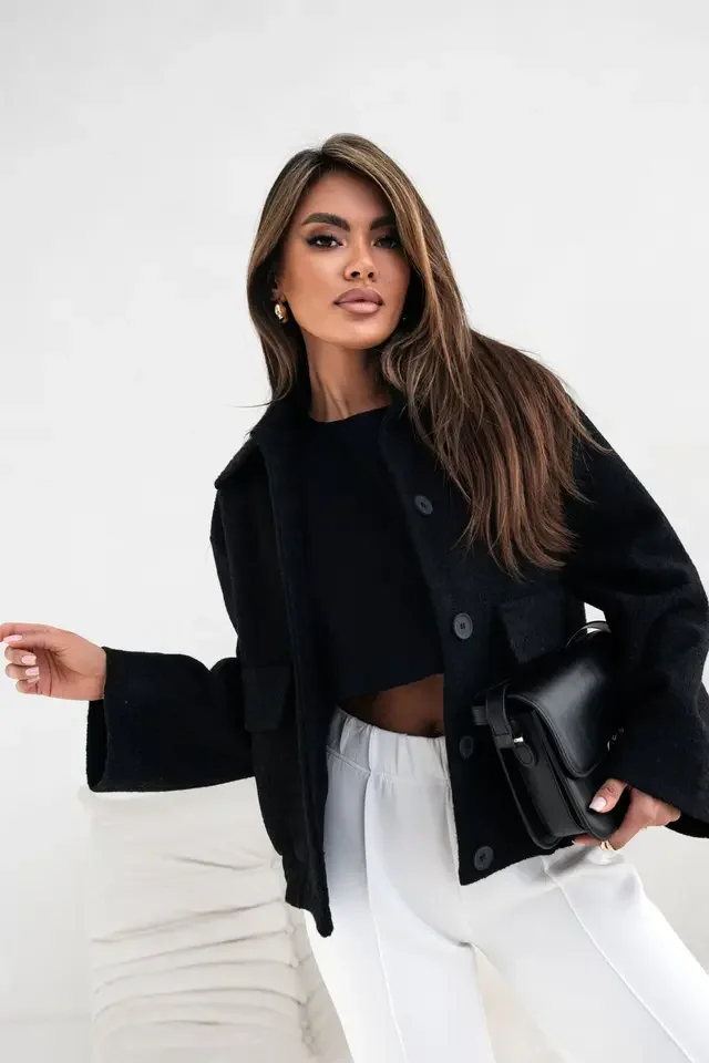 Autumn Winter New Commuting Coat For Women Fashion Solid Color Lapel Single Breasted Long Sleeve Large Pocket Short