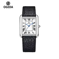 Ogeda 2025 New Square Men\\'s Quartz Watch with Mineral Glass Alloy Case, Leather Strap, Sports Waterproof 3Bar Reloj Hombre Wat