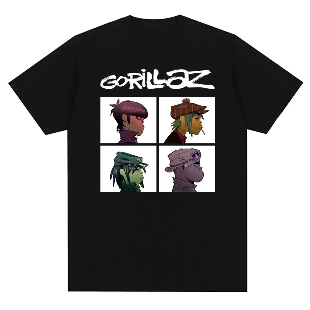 

Футболка с принтом музыкальной группы Gorillazs в стиле панк-рок, повседневная модная футболка с короткими рукавами в стиле 90-х, футболка больших размеров унисекс