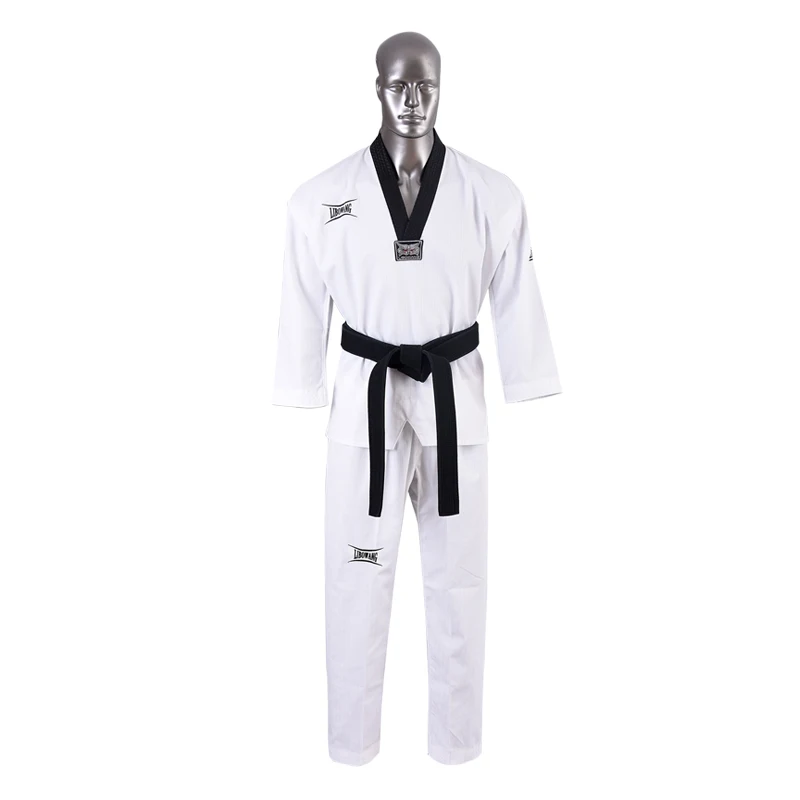 White Taekwondo Uniform Training Martial Arts Suits Embroidery Uniforms Poomsae Dobok WTF Approved Size 110-180