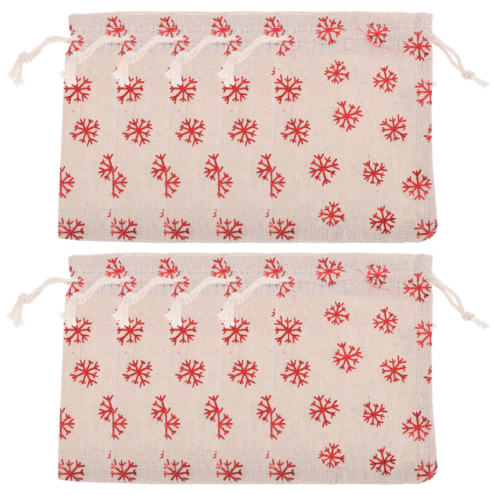 

10pcs Snowflake Cotton Drawstring Bags Christmas Party Favor Pouches Fabric Candy Storage Reusable Gift Packaging Treat Bags