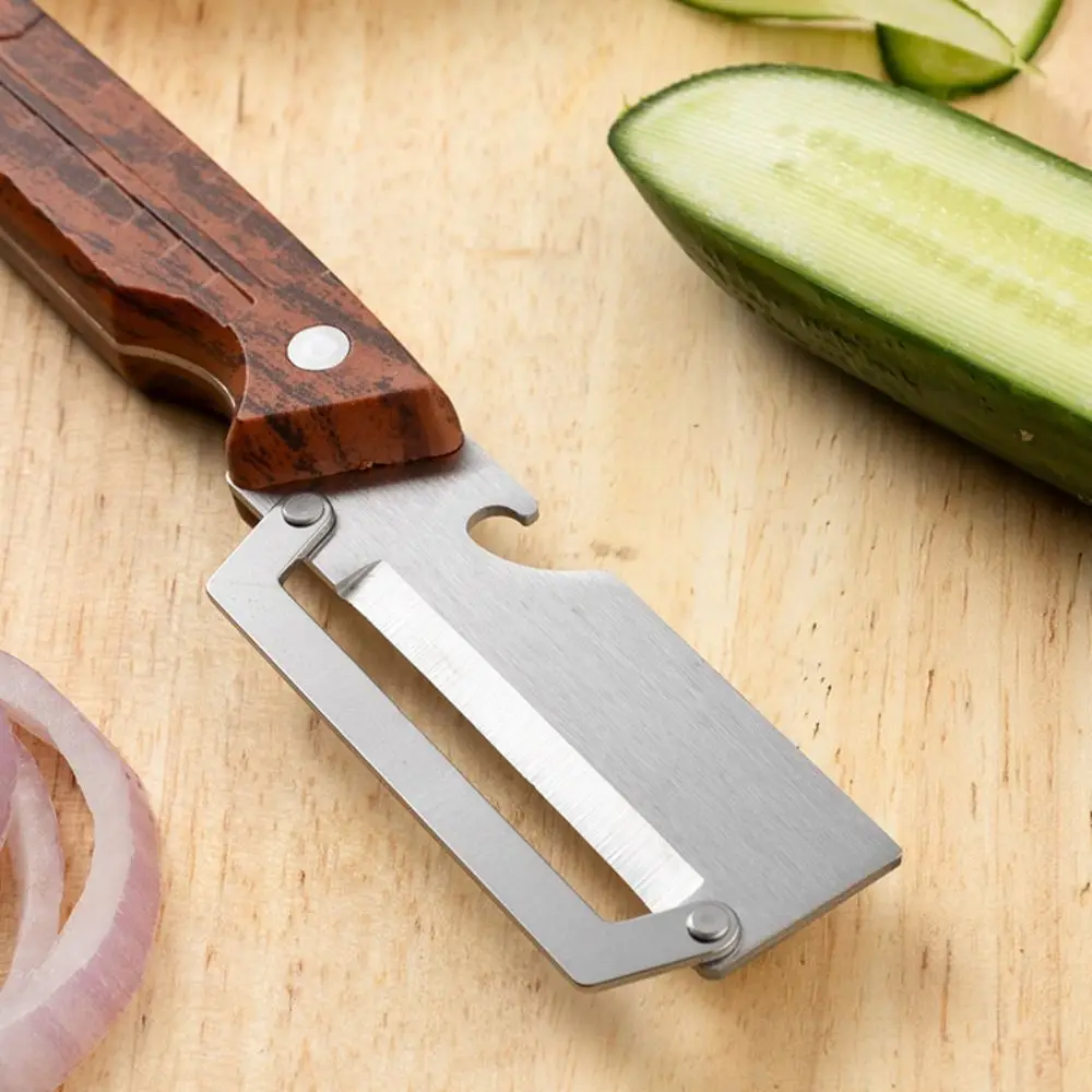 Multi-Functional Vegetable Peeler with Bottle Opener Stainless Steel Sugar Cane Peeler Plastic Handle Kitchen Peeler