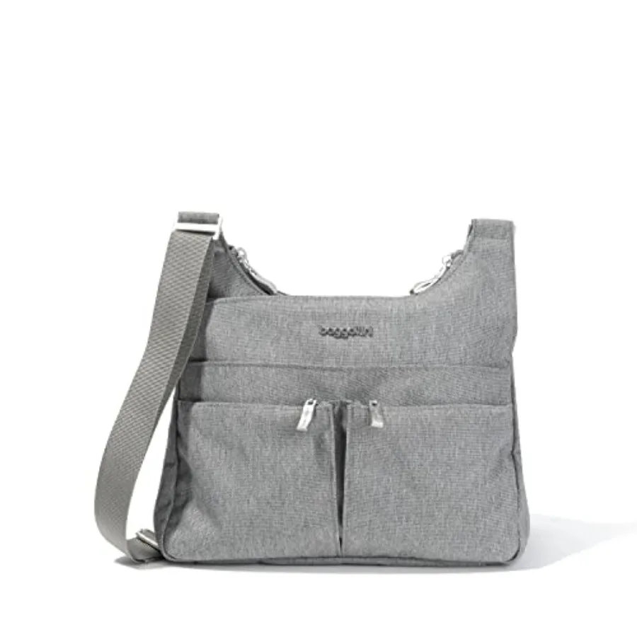 

Crossbody Travel Bag for Daily Commute, Lightweight Water-resistant Nylon, Black, Compact 11x8.5 Inch Design with Secure Zip Cl