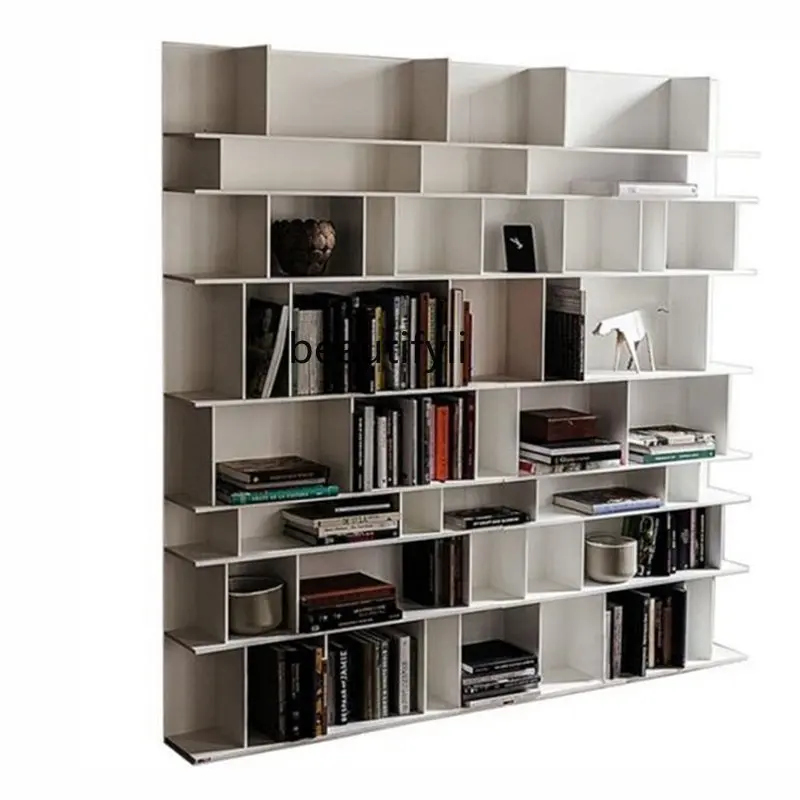 White Piano Paint Bookshelf Creative Bookcase Open Showcase Art Showcase Study Combination wall shelf