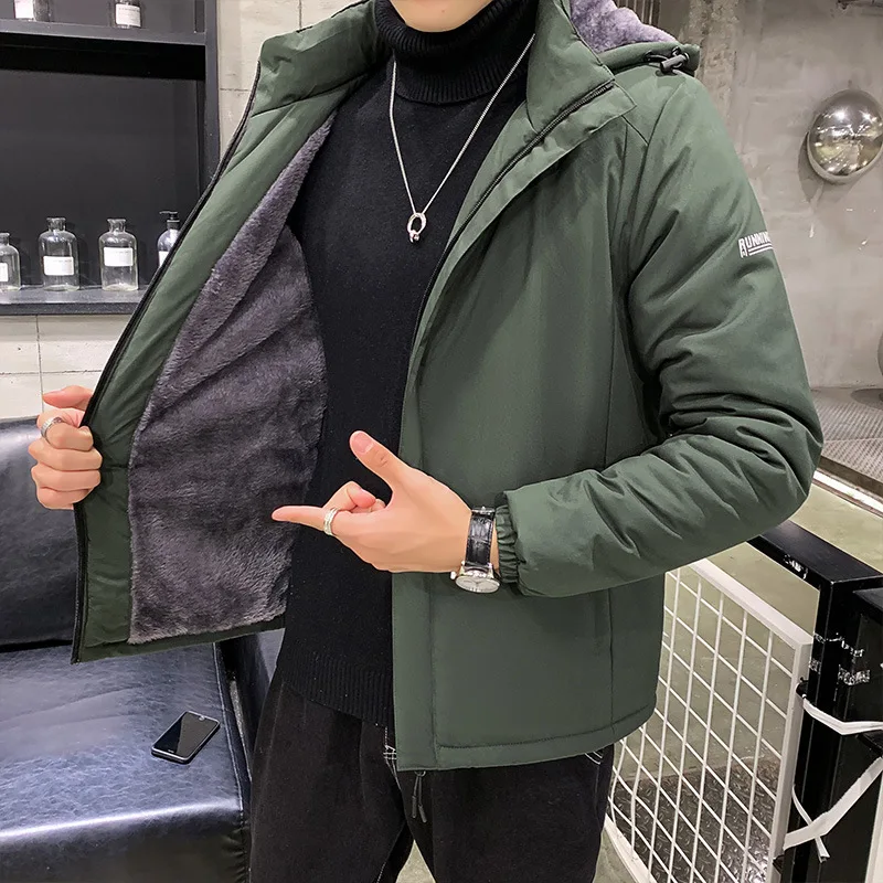 Winter New Velvet Thickened Men's Cotton-padded Jacket Can Be Taken Off The Hat Fashion Casual Cotton Jacket Top
