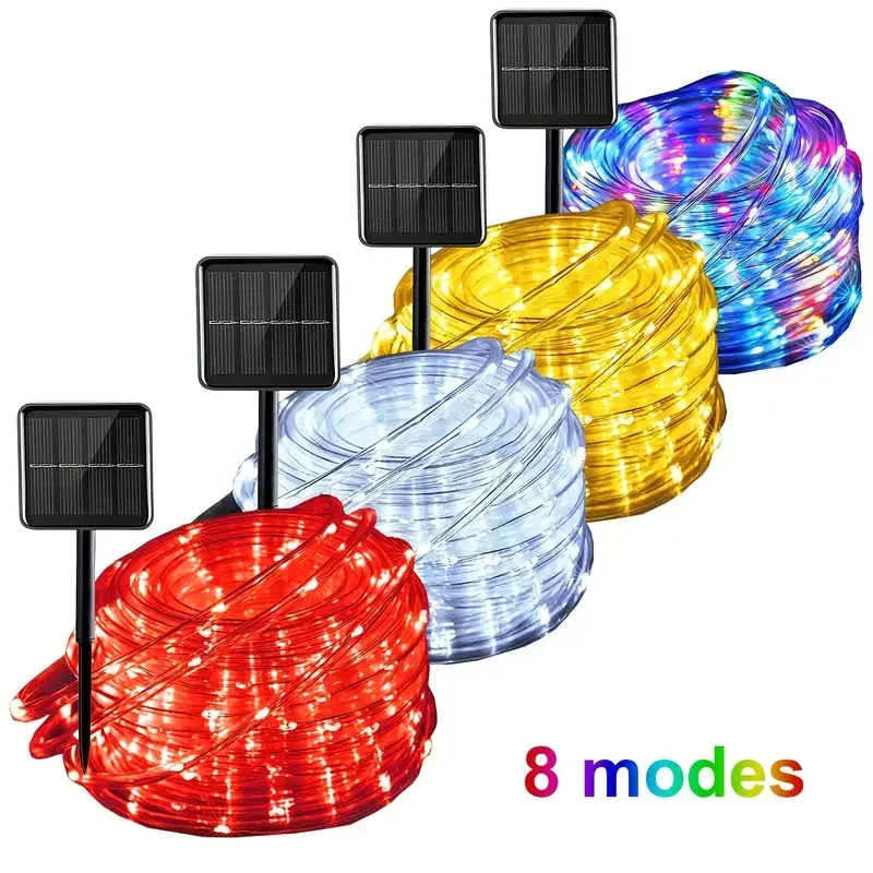 

Solar Tube Lights Outdoor Waterproof 50/100/200/300 LED Light Strings 8 Modes Garden Rope Lights for Wedding Patio Porch Decor
