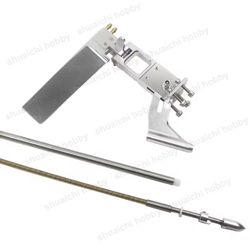 Aluminum Alloy 110mm Dual Water Suction Rudder Bracket w 4mm Positive Flex Shaft Paddle Fork Assembly Kit for RC CAT Boat