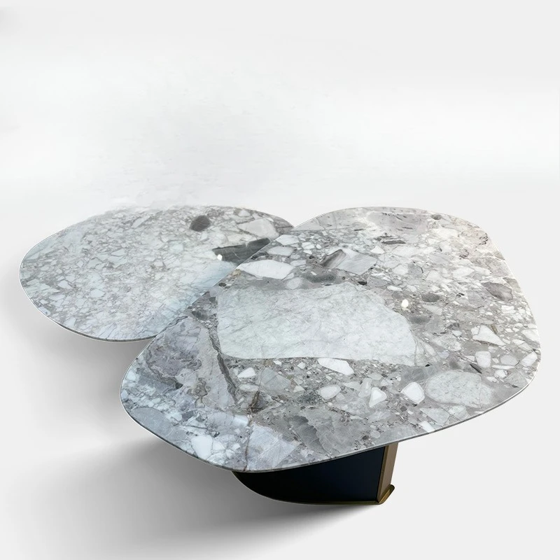 

Italian minimalist, gray natural marble coffee table, large flat-floor villa, large and small special-shaped coffee table