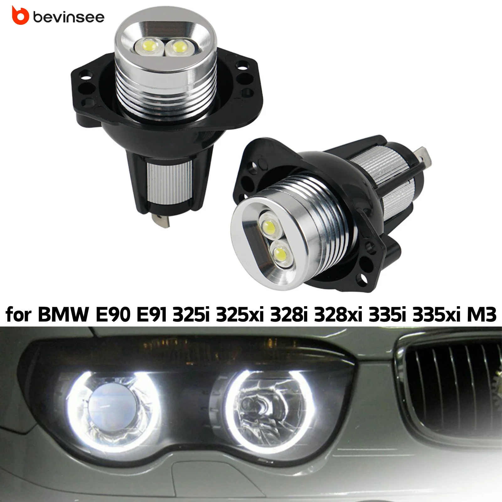 

2pcs 20W LED Angel Eye Daytime Running Lights Bulb for BMW E90 E91 325i 325xi 328i 328xi 335i 335xi M3 6000K White Light 12V