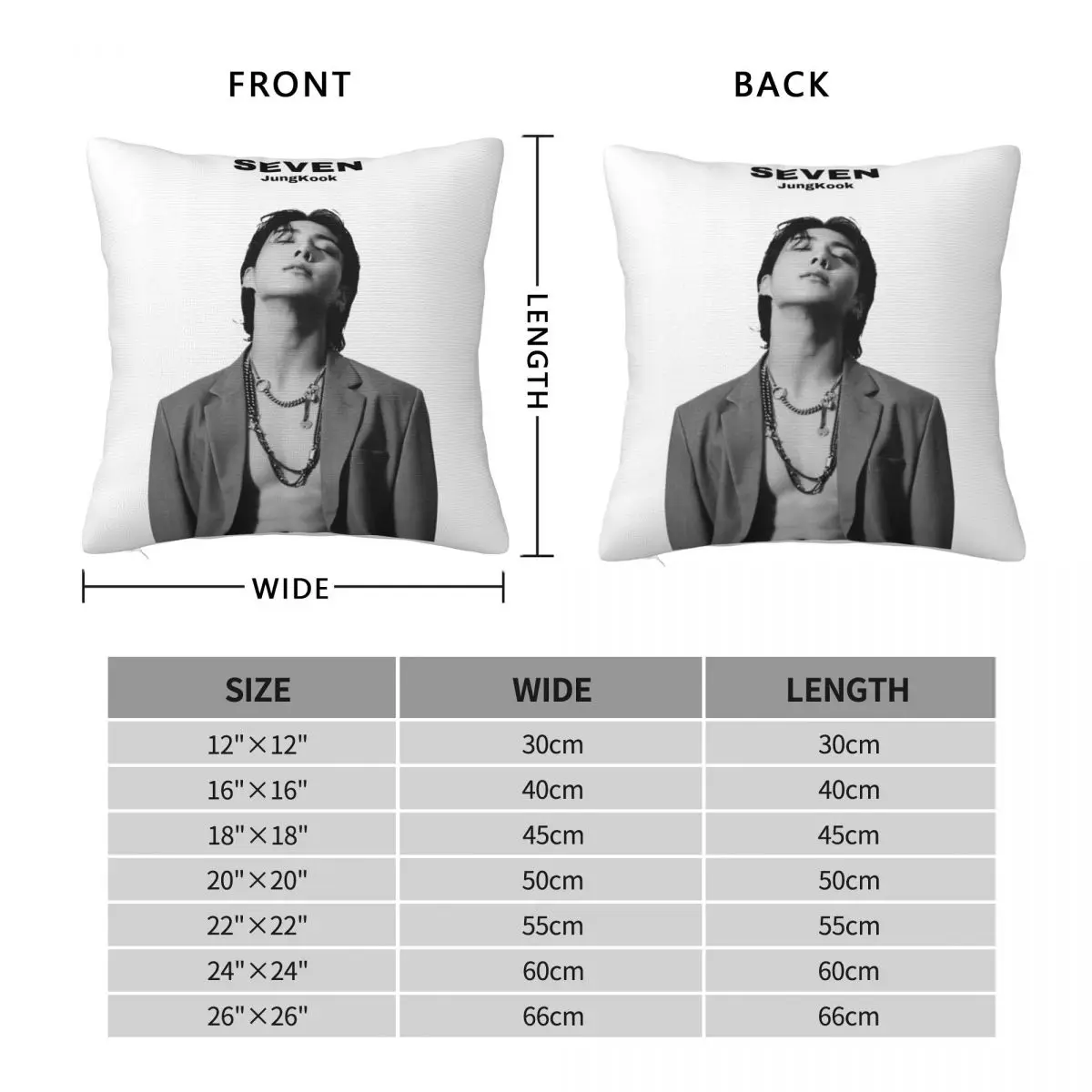 Car Decoration Jungkooks Seven Idol Group KPOP Pillowcase Accessories Pillow Covers Zipper Multiple Sizes