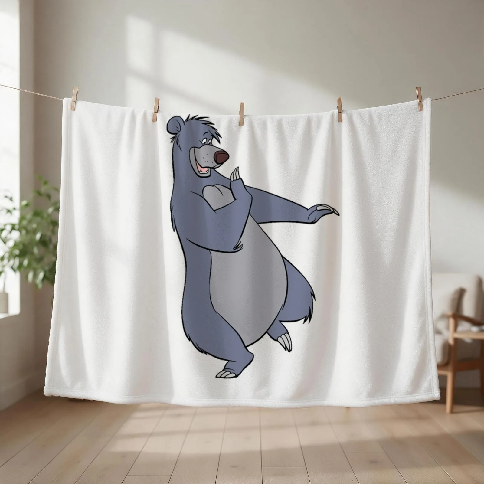 Baloo - Baloo & Mowgli - The Jungle Book Throw Blanket Beautifuls Plaid Flannel Hair Blankets