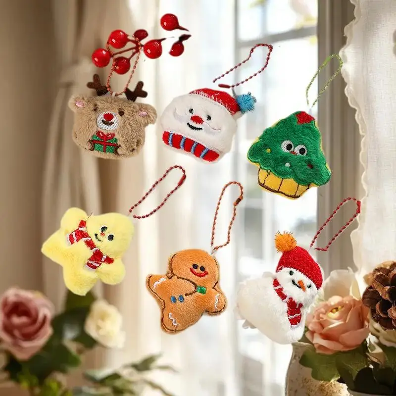 

Мягкий плюшевый брелок с рисунком Санта-Клауса и снеговика; Рождественский подвесной орнамент для рюкзака; Идеально подходит для новогодней вечеринки.