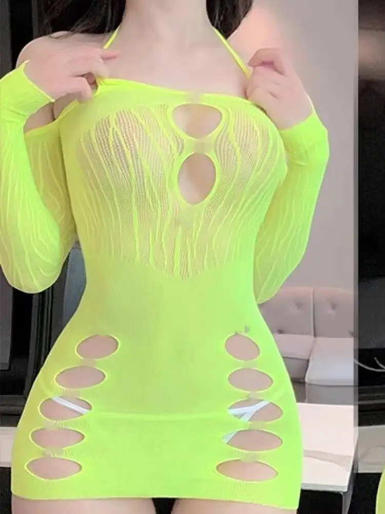 ملابس داخلية شفافة مثيرة للبالغين 18+ فستان شبكي مثقوب ملابس داخلية مثيرة قميص نوم للنساء البالغات 18+