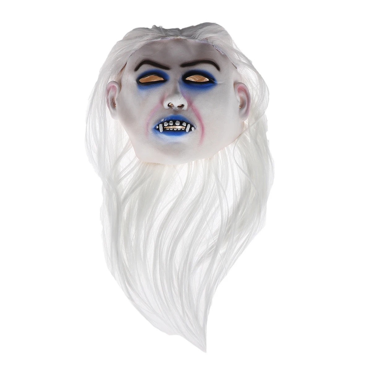 

White Haired Witch Horror Ghost Costume Masks for Women Halloween Party Props Scary Masks Female Adult Size