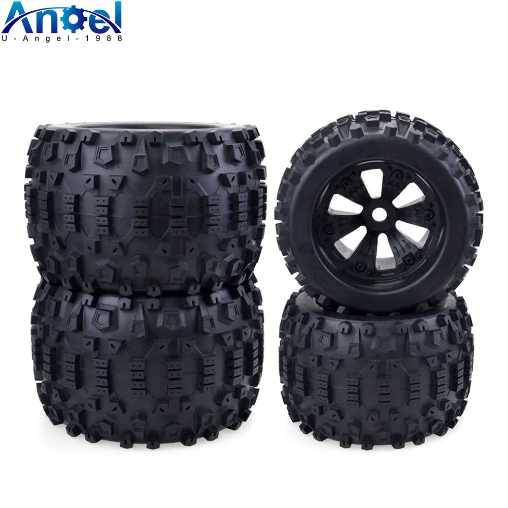 

4PCS 170MM 165MM Monster Truck Wheels Rim Tire Set 17mm Hub Hex For 1/8 Off-Road RC Car HPI Redcat Rovan Savage