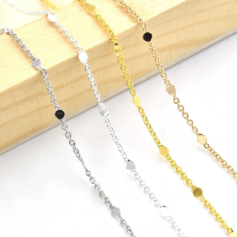 1Meter Pure Copper High Temperature Color Chain 1.5mm wide Sequin Chain For Necklace Bracelet Jewelry Making