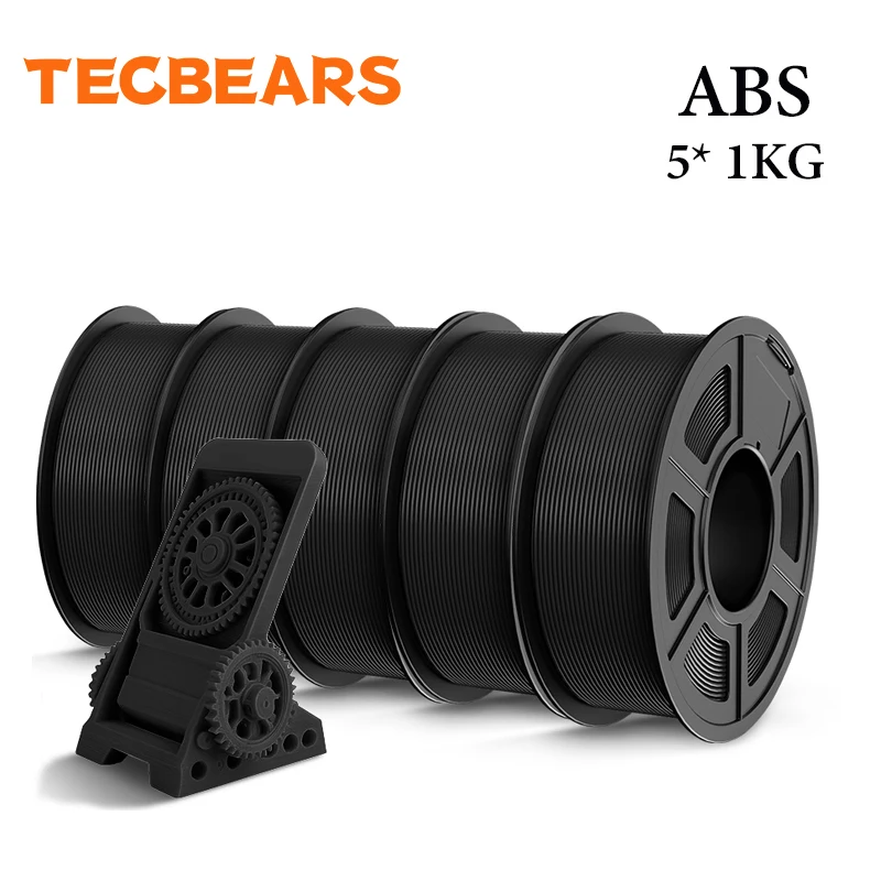 TECBEARS 3D-Filament 1,75mm PLA/PLA+/PETG/HSMPETG/ABS 5KG Sauber Gewickelt Schwarz/Weiß/Grau FDM 3D-Drucker Materialien DIY Geschenk