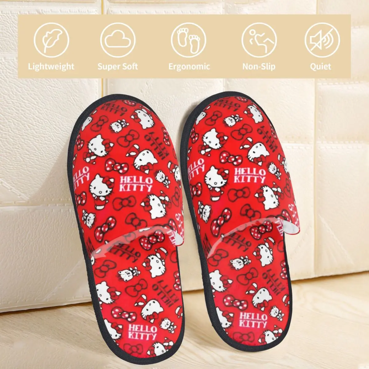 Sanrio Character Hello Kitty Indoor Slippers with Memory Foam Slipper Gift for Unisex House Shoes with Anti-Skid Sole