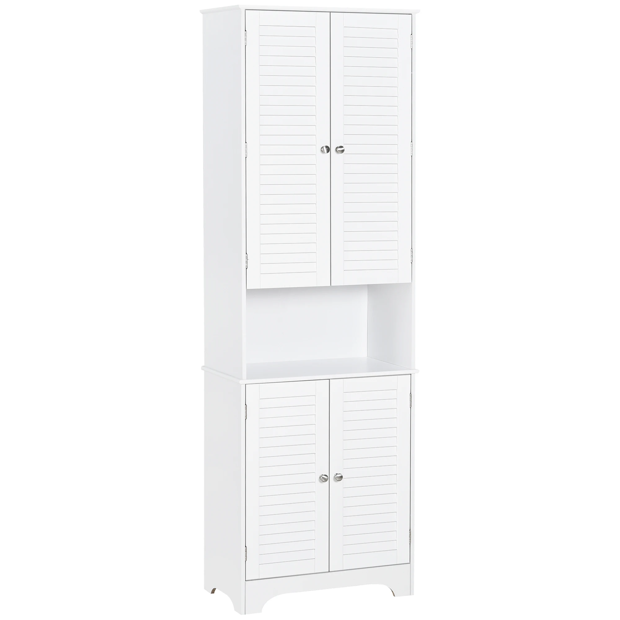 Homcom Tall Narrow Bathroom Storage Cabinet with Doors and Shelf Adjustability, Freestanding Bathroom Linen Cabinet