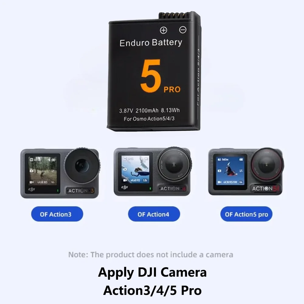 For DJI Osmo Action 5 Pro Action 4 Camera Battery 2100mAh Battery and 2 Slots Fast Charger for DJI Action 3 4 5 Pro Accessories