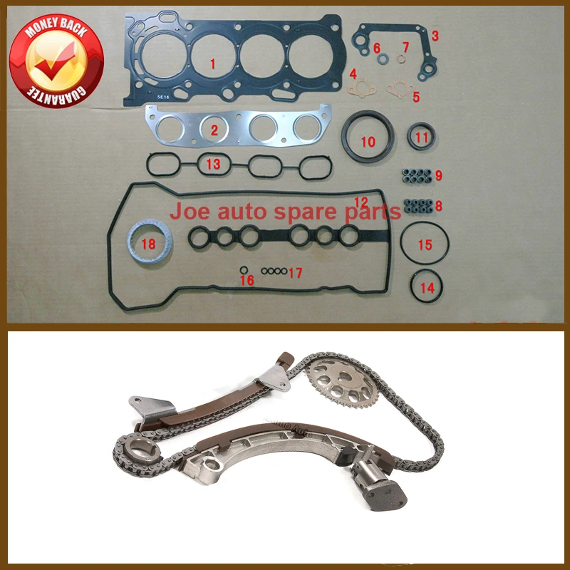 1zz 1zzfe Engine Full gasket set Engine Timing Chain Tensioner Kit for Toyota Altis/Matrix/Corolla/AVENSIS/Rav4  MR2 1.8L