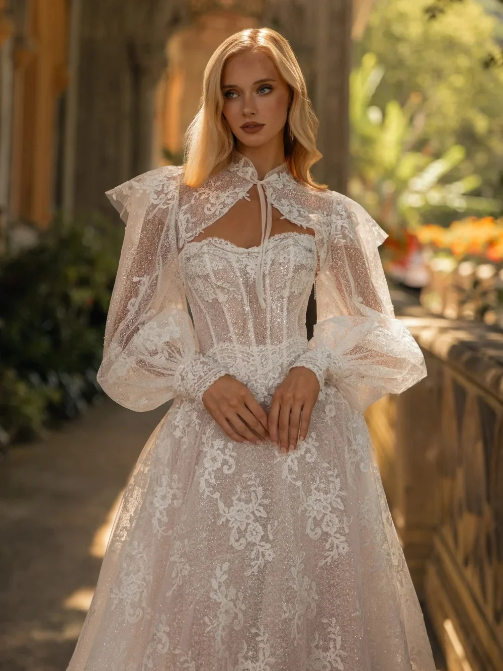 Detachable Sleeve Glitter Lace Wedding Dress A-line Floor-length Charming Bridal Gown Customized Graceful Dresses For Bride