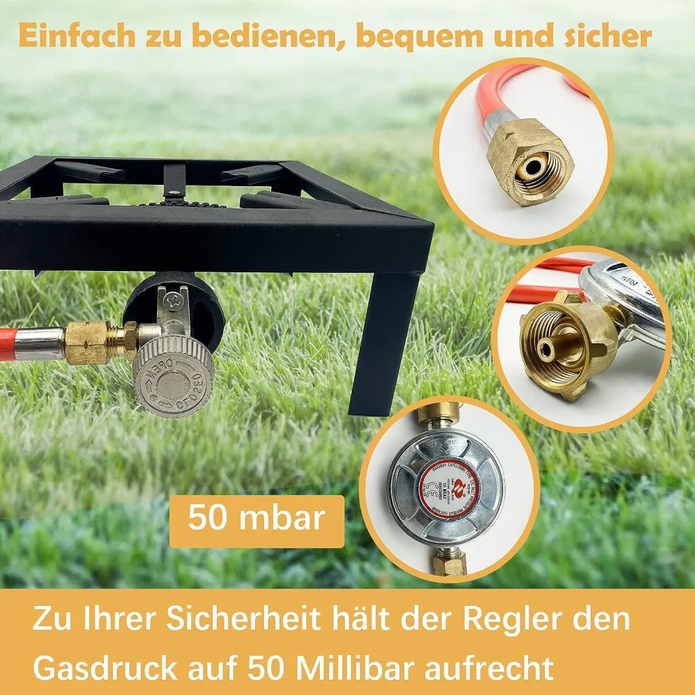 Gas-Kochring, Gusseisenbrenner, großer LPG-Herd, Outdoor-Herd, Eisenrahmen, tragbarer Feuerkontrollherd, Campingzubehör 8 kW – Detail 5