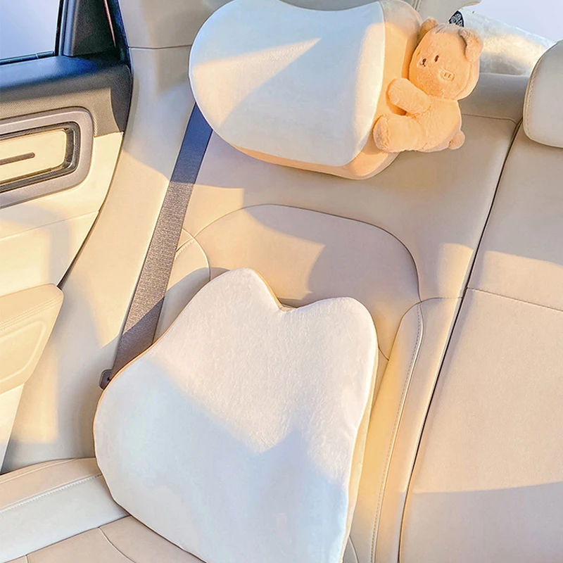 Update Car Lumbar Support Pillow Auto Neck Pillow Waist Support Removable Washable Backrest Universal Vehicle Cushion Car Kits