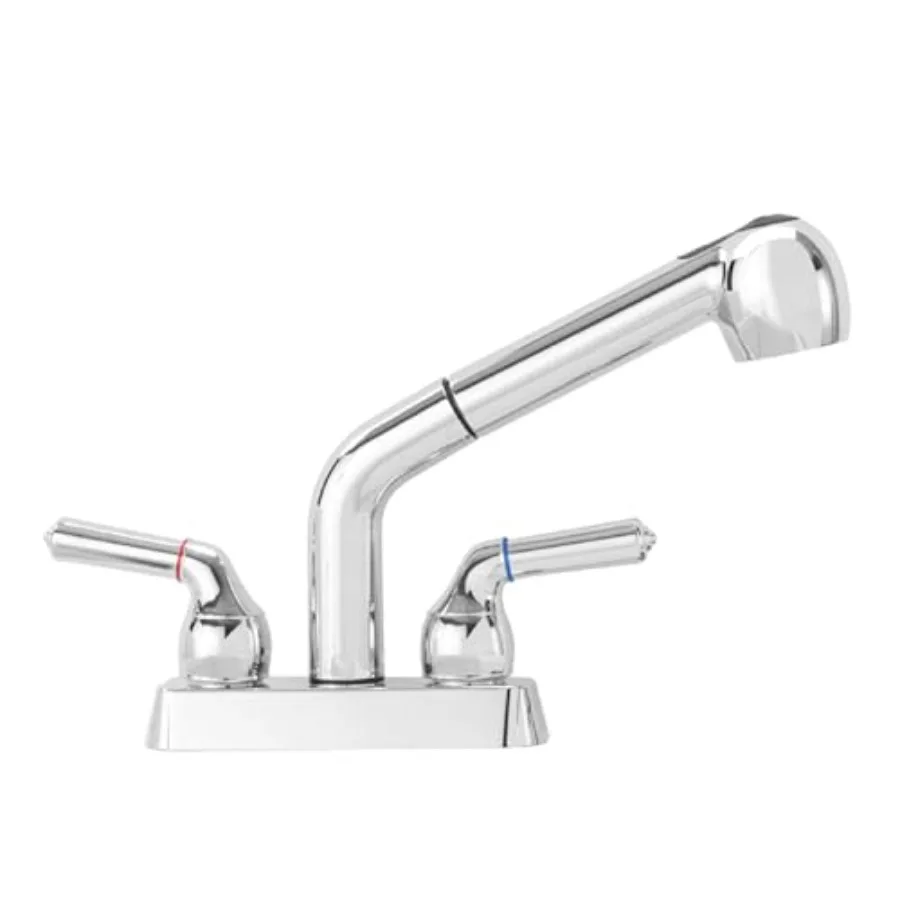 

Смеситель с двумя ручками и выдвижным изливом, универсальный, для раковины или хозяйственной мойки, с распылителем, из АБС-пластика, межосевое расстояние 4 дюйма