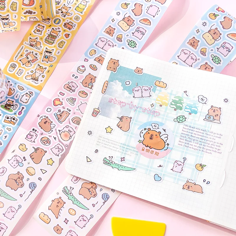 50mm*2m/roll Cute Mini Cartoon Die cut Stickers Laptop Journal Photocard Sticker Kawaii School Stationery Sticker