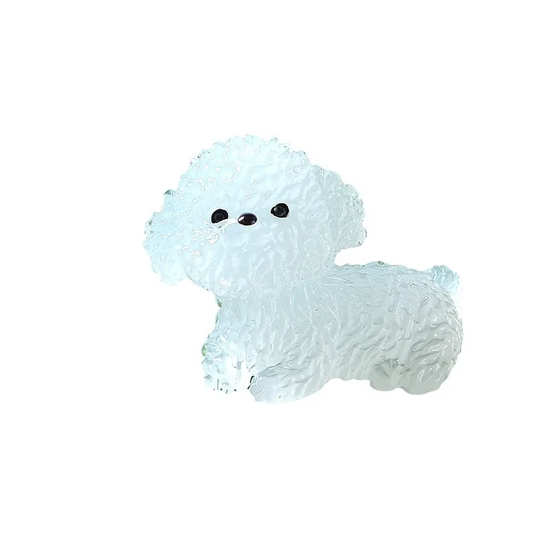 Figurines Miniatures Noctilucent Cute Bichon Frise Dog Micro Landscape Ornaments For Christmas Decoration Home Decor Room