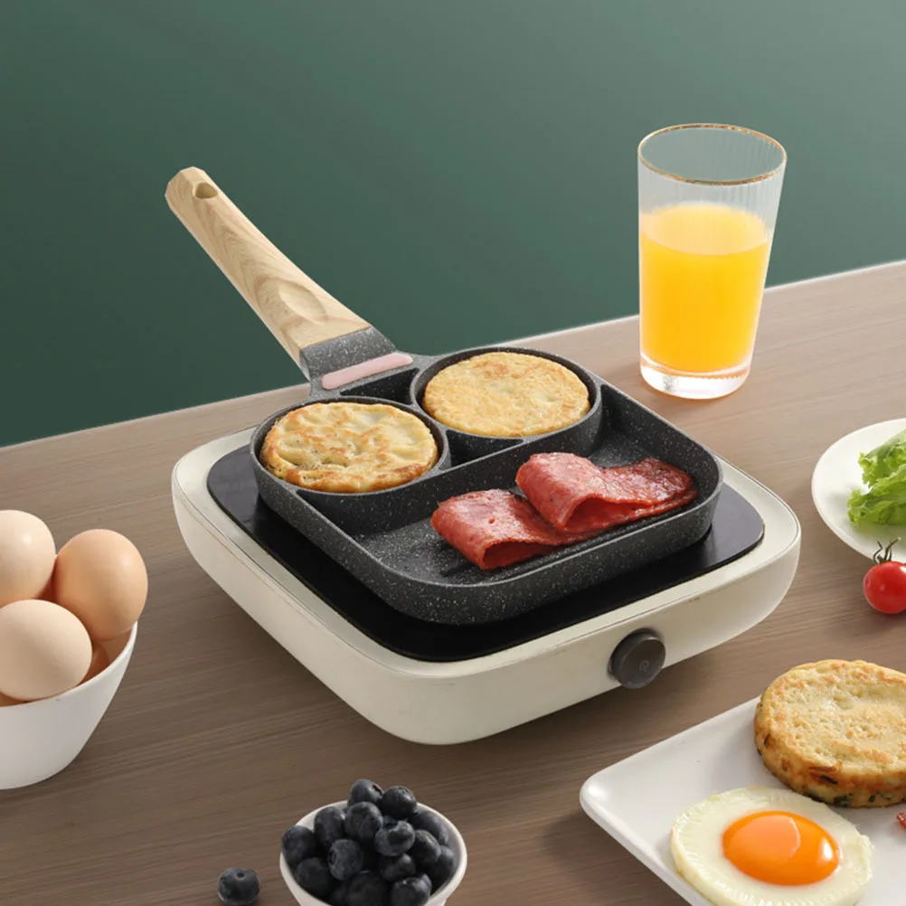 

3 Section Fried Egg Pan Nonstick Cooking Pan Hard Texture Heat Transfer Kitchen Accessory Kitchen Accessory Cooking Pot