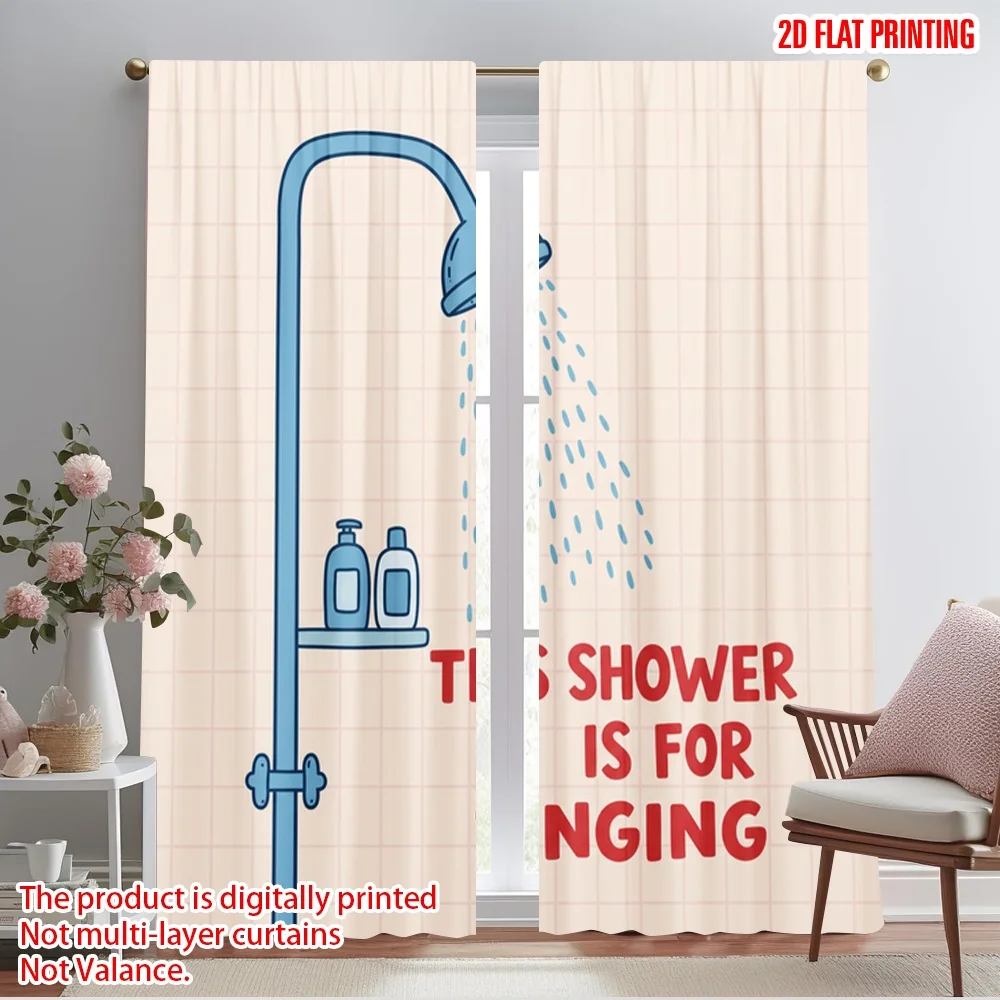 

2pcs 2D flat printing Drapes Singing Funny Bathroom 100% Polyester Without Electricity Festive Wall Decor Use for Holiday