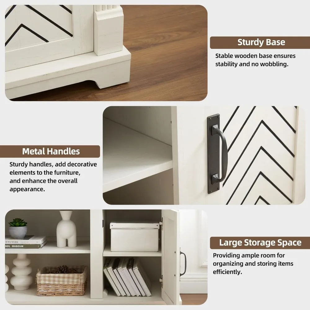 مركز ترفيه لباب الحظيرة الريفي لأجهزة تلفزيون 65+ بوصة، ارتفاع 25 بوصة مع مساحة تخزين قابلة للتعديل