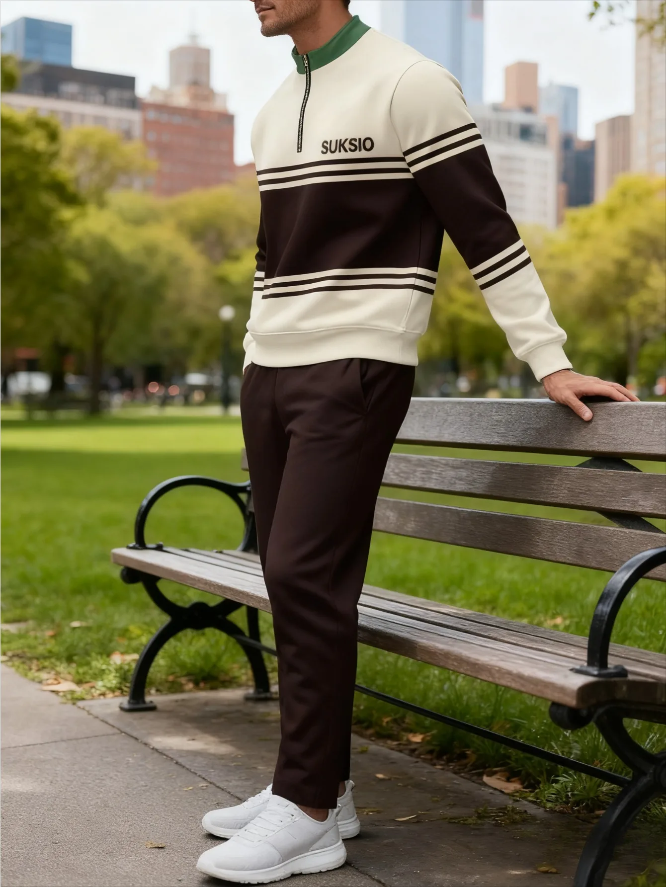 Комплект из 2 предметов, модный мужской спортивный топ с длинными рукавами и длинные брюки в европейском и американском стиле.