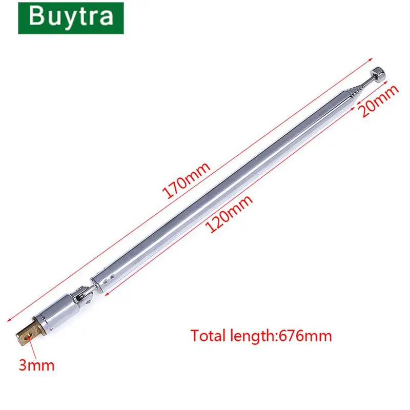 라디오 TV 실버 텔레스코픽 안테나, 7 섹션, 총 길이 765mm 확장